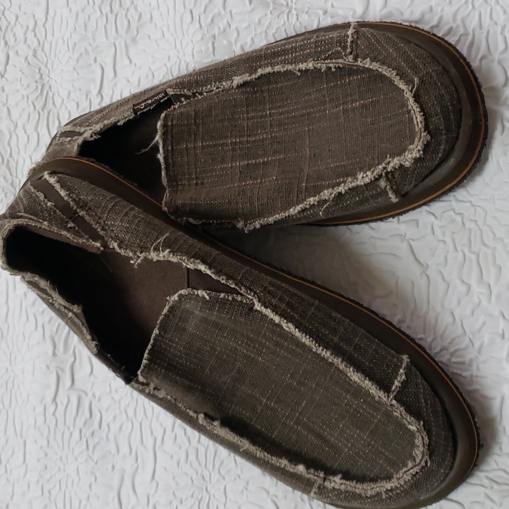 Blue fin Mens Brown Rocket 2 Frayed Slip On Loafers with Memory Foam, Size 10